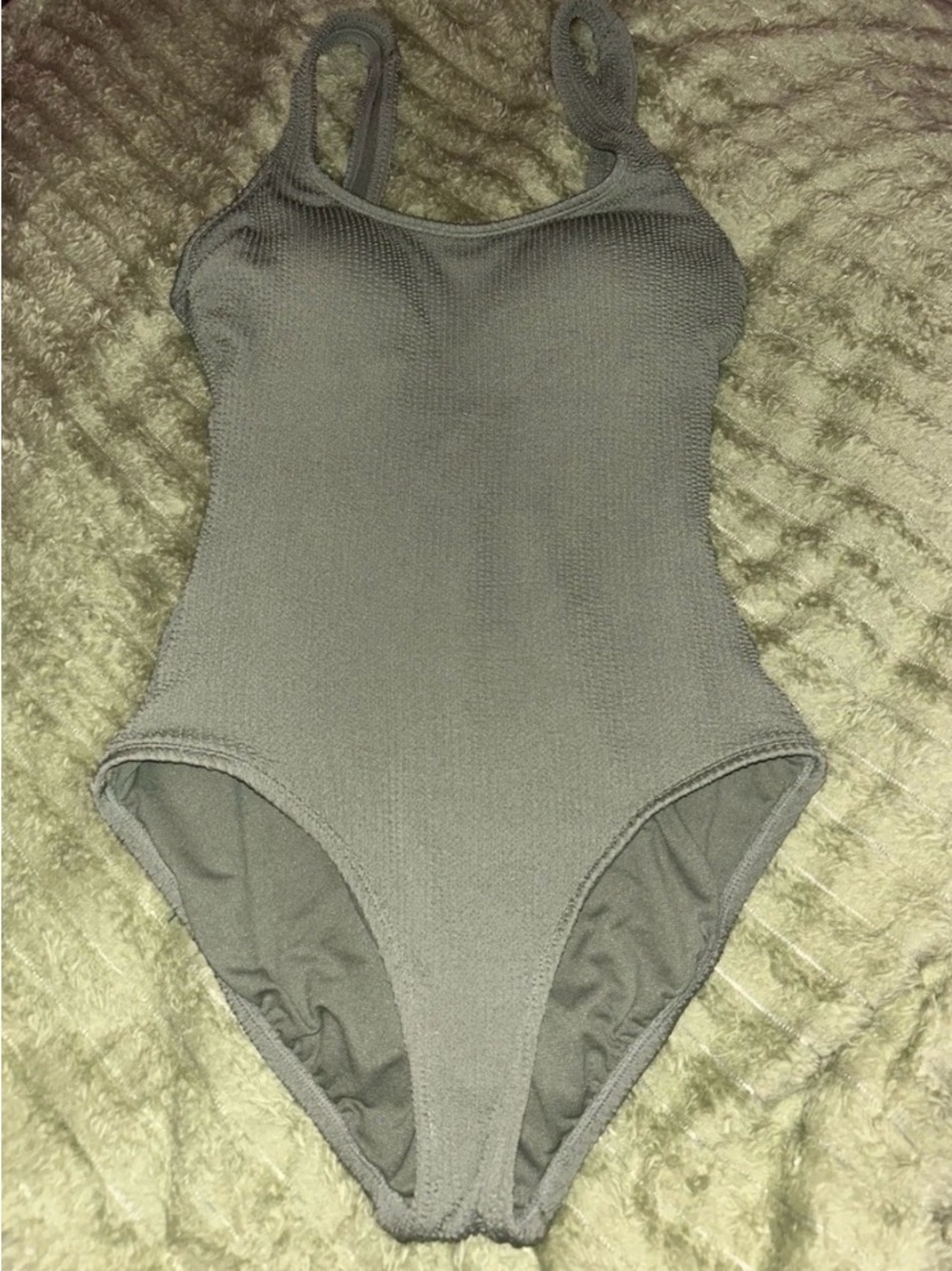Time and Tru Women's Grey Textured One-Piece Swimsuit